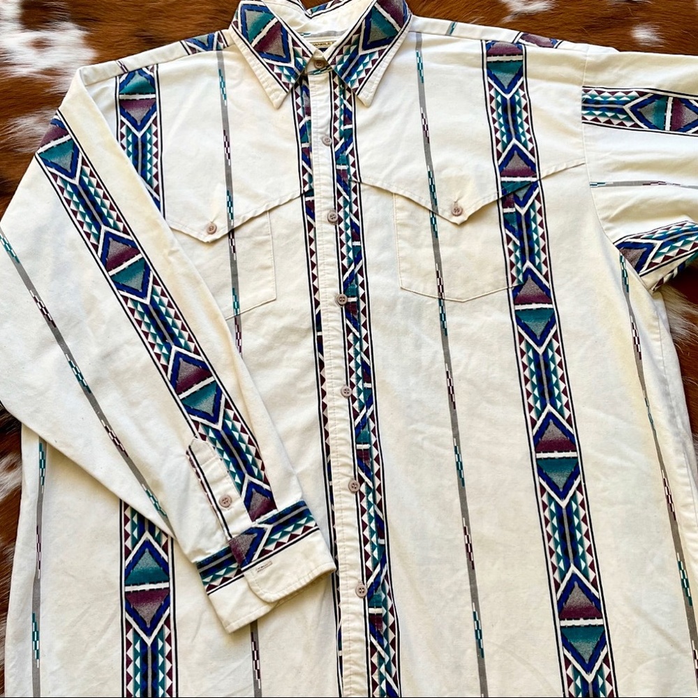 Vintage Panhandle Slim Western Aztec Shirt